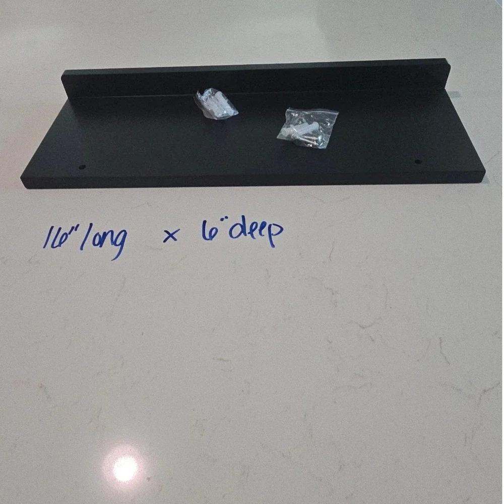 Modern Black Metal Floating Wall Shelf 16 Inch Ledge with Mounting Hardware
